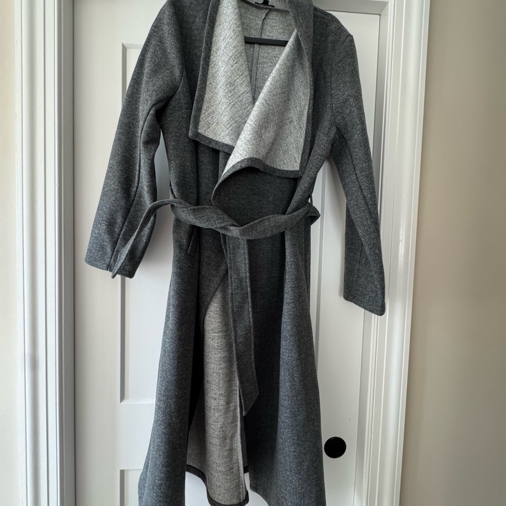 Shinestar Heather Gray Open Front Coat